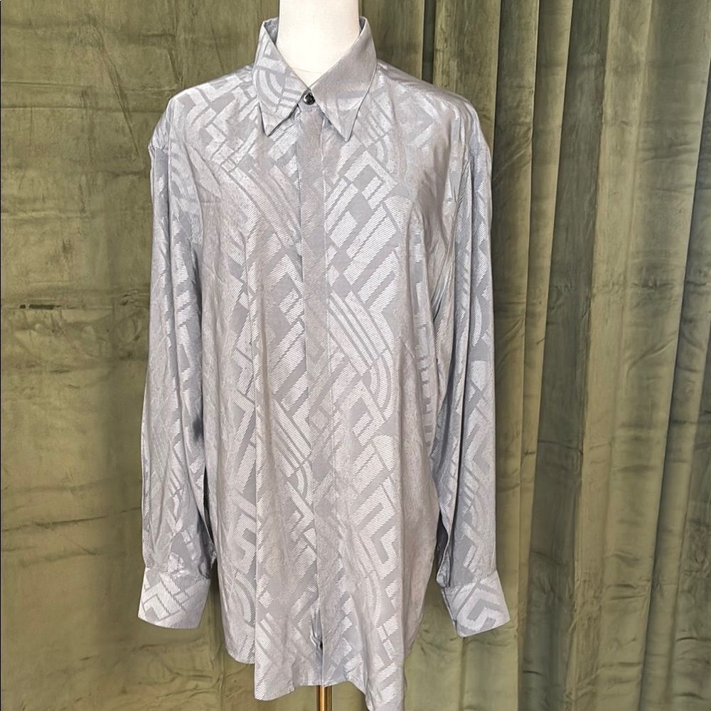 Versace Classic Gray/ Silver Patterned Men Dress … - image 1